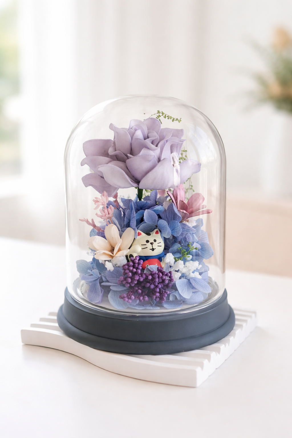 Mini Preserved Flower Garden in Glass Dome
